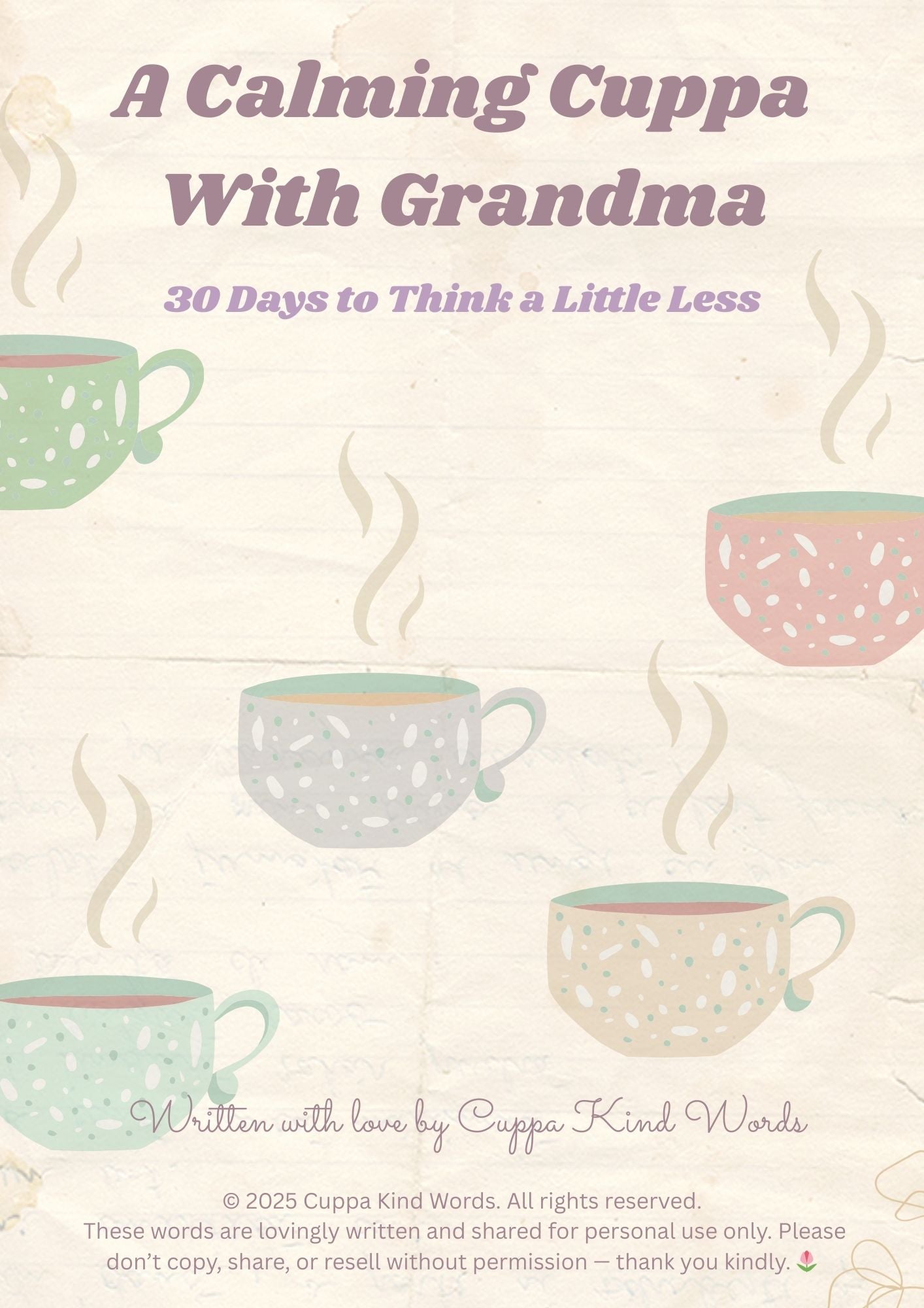 A Calming Cuppa with Grandma - 30 Days to Think a Little Less / Instant Download